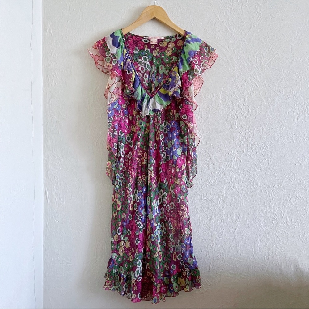 Vintage Multicolor Floral Midi Dress
